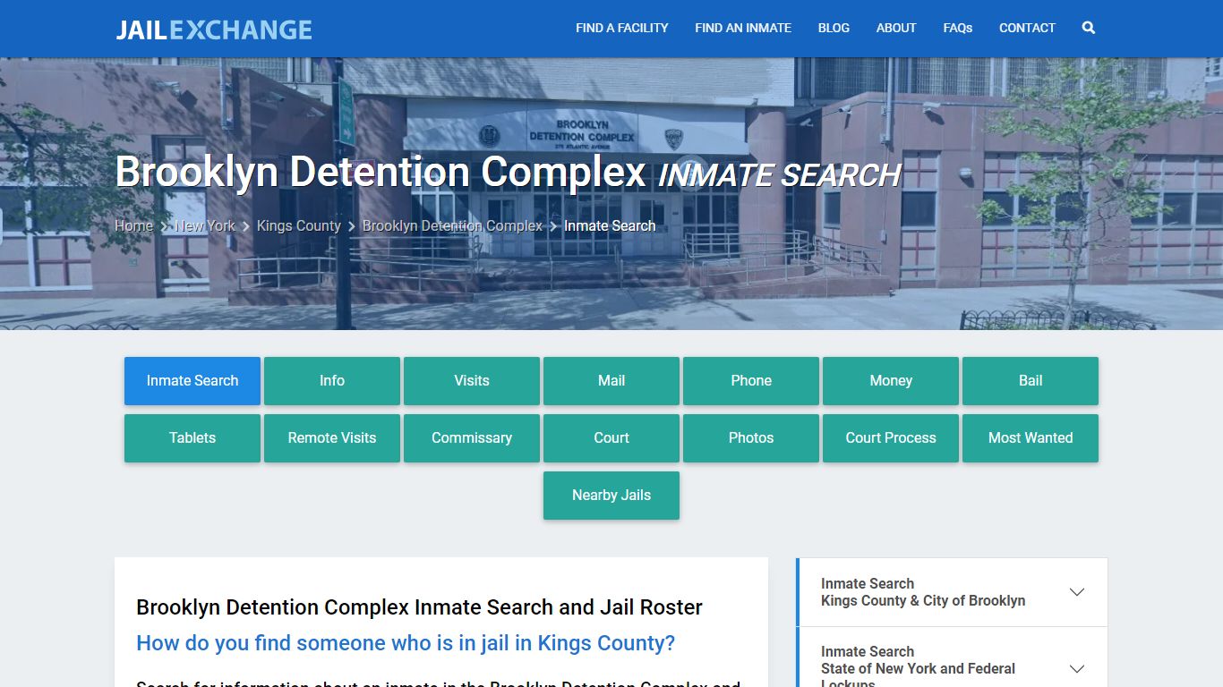 Brooklyn Detention Complex Inmate Search - Jail Exchange